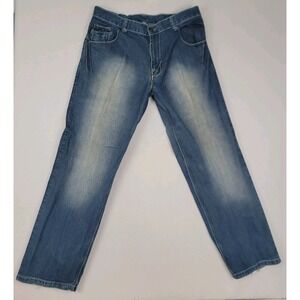 Mecca Vintage Embroidered Distressed Flare Jeans Men's 38x34 Y2K